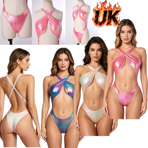 Women shiny backless teddy - shiny,
