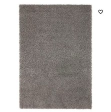 IKEA HAMPEN Grey High Pile Rug 133x195cm with Non-Slip Underlay