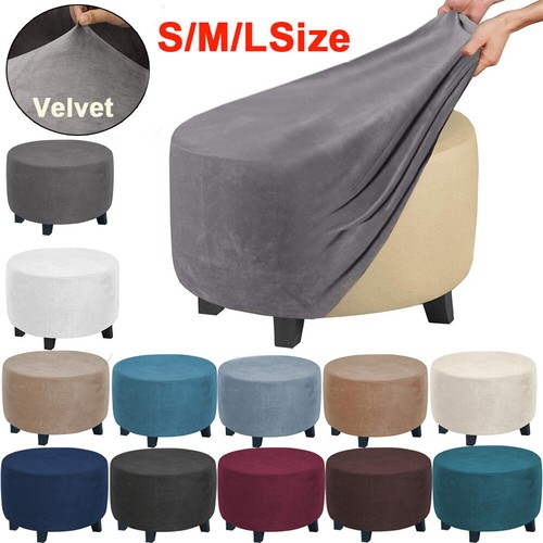 Velvet footstool covers - velvet, round