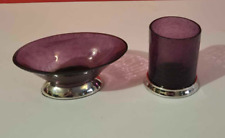 Crackle Glass Oval dish with a Carckle glass Tea Light Candle Holder on Metal