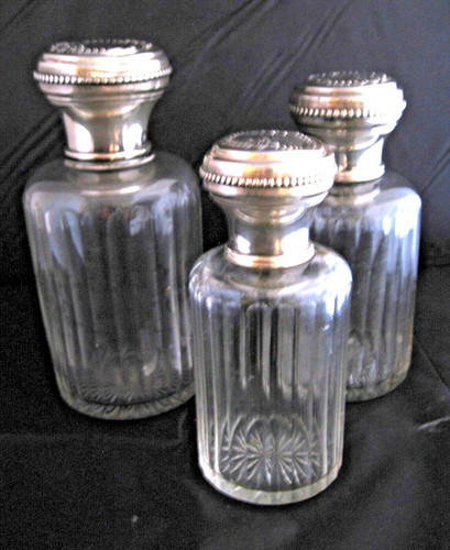 Silver perfume bottles - silver,