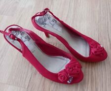 BHS Red Heeled Sandals Size UK 5 (EU 38) RRP £25 Rose/Flower - Only worn once