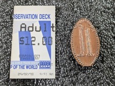 World Trade Center 1998 Observation Deck Ticket + Pressed Penny Twin Towers NYC