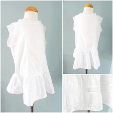 Antique Girls Petticoat Slip Cotton Child Drop Waist Embroidered Whitework c1910