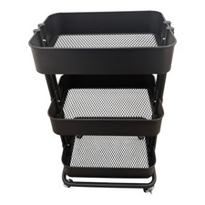 IKEA RÅSKOG Black 3-Tier Metal Utility Cart w/ Brakes & New Wheels