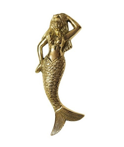Decorative brass mermaid - brass, door