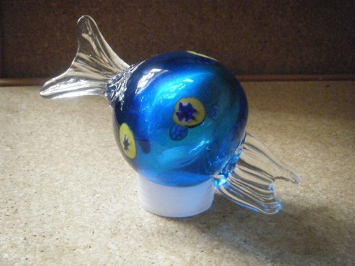 Blue glass ball fish - blue, tail