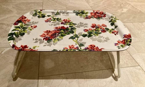 Vintage floral metal lap tray - lap,