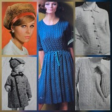 1960s Beret Chevron Lace Dress Coat Stitchcraft 388 Crochet Knitting Pattern