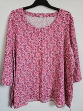 Cotton Traders Linen Blend Ditsy Floral Tunic Blouse Top Size 20