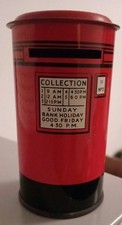 Vintage National Savings Red Post Box Money Box Piggy Bank Metal / Tin