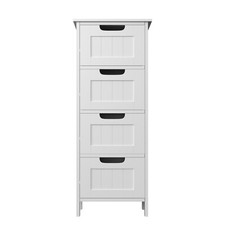 Bathroom 4 Drawer Cabinet Storage Cupboard Wooden MDF White Unit Free Standing