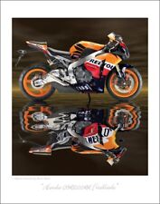 Honda CBR1000RR FireBlade 2009 Repsol digital motorcycle art print 16x20 inches