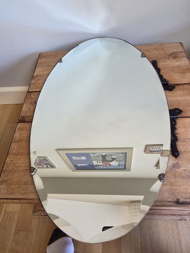 Vintage oval frameless mirror - frameless,