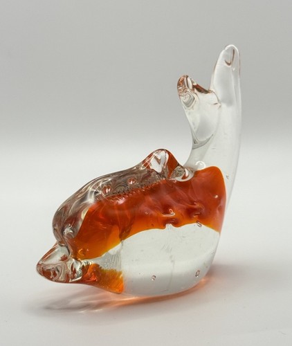 Vintage orange clear art glass - vintage,