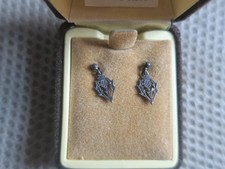 Vintage 1980s Ortak Sterling Silver Thistle earrings From Orkney Islands in box