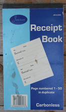 Jensan Carbonless Receipt Book Page Numbered 1-50 Office Stationery NOS