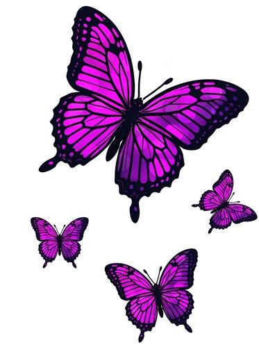 Set purple butterflies - 4,