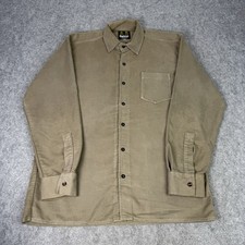 Vintage Barbour Shirt Mens Medium Green Khaki Moleskin Overshirt England Made
