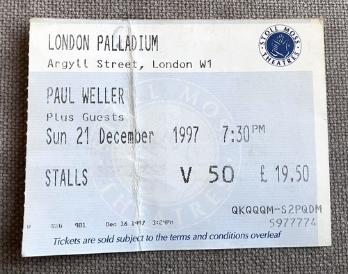 Paul weller ticket stub london - ticket,