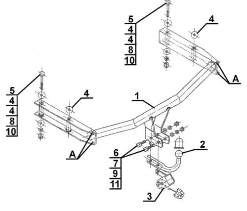 Swan neck tow bar - swan, for