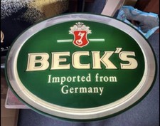 Large Becks Illuminated Pub Sign. Beer Garden, Man Cave, Garden Bar. Used