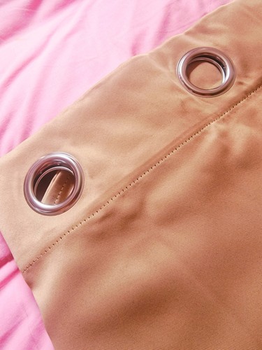 Beige tan eyelet curtains - eyelet,