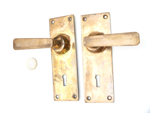 Pair art deco brass - art, flared