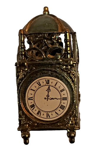 Brass dolls house mantle - , clock