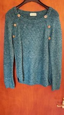 Women's M&S Indigo Collection Teal Jumper with Button Details - Size UK 8