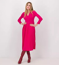 Nina Leonard V-Neck Midi Dress with Pleated Skirt size medium new QVC j3