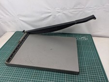Vintage Paper Trimmer Guillotine 10" Metal Ruler Cutter Grey