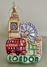 London Landmarks Christmas Tree Decoration Bus Big Ben London Eye Tower Bridge