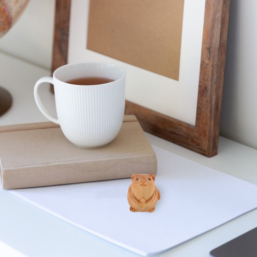 Wood carved hamster statue - hamster,