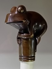 OLD JAPANESE / CHINESE BRONZE SCROLL HOLDER FROG - SUPERB