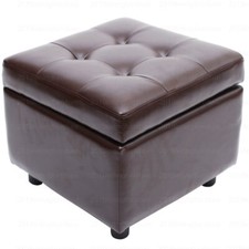 Faux Leather Storage Ottoman