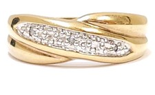 Ladies 14K Yellow & White Gold HGE Diamond Jewelry Cocktail Ring Band Size 5.75