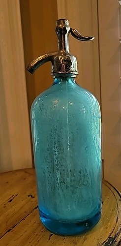 Seltzer bottle blue glass - seltzer,