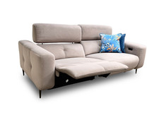 Fabb ‘Ezra’ 3 Seater Sofa Telescopic Headrest Oyster Velvet Power Recliner NEW