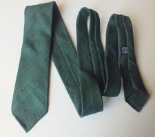 Drake's London Teal Green 100% Tussah Raw Silk Hand Rolled Neck Tie England £175