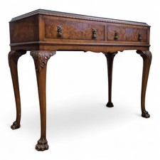 Antique style walnut console table with drawer on cabriole legs / paw feet