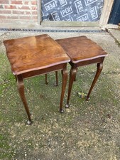 Vintage Antique Brown Wooden Nest of 2 Tables with Queen Anne Legs