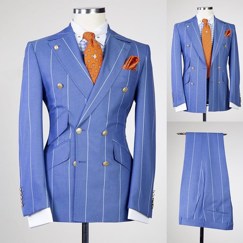 Blue striped men suit classic - ,