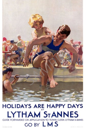Vintage railway poster lytham - poster,