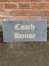 Coach House  Name Plaque 8 x 16 Inch Gold Engraved Text Slate Very Nice New