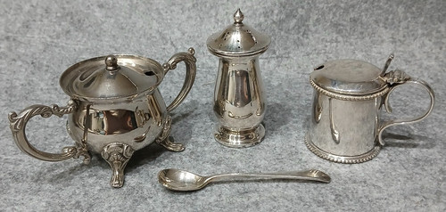 Silver plated mustard pots - silver,