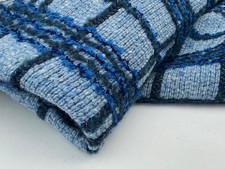 LIGHT BLUE WOOL BLEND LUXURY TAILORING SOFT  BOUCLE BOLD CHECK MADE IN ITALY C47