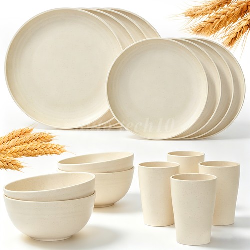 32pcs wheat straw dinnerware - wheat,