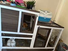 Indoor Rabbit Hutch Guinea Pig House Bunny Cage Openable Roof Brown