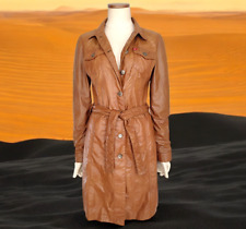 MISS SIXTY Vintage Brown Women's Trenchcoat 00's Y2k Faux Leather Long Coat S
